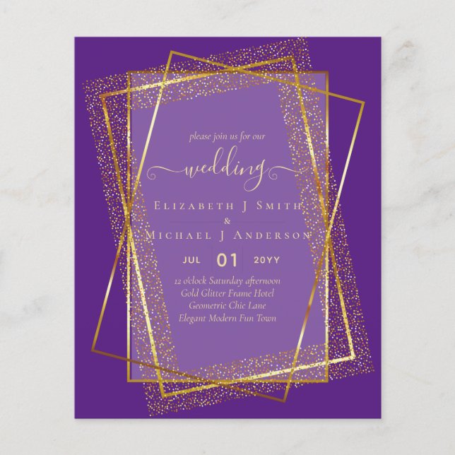 BUDGET WEDDING INVITATIONS  Gold Glitter Geometric Flyer (Front)