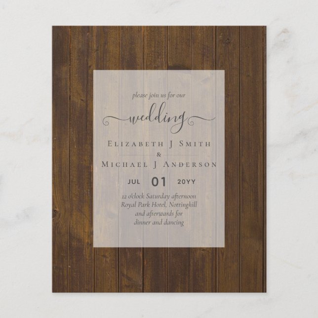 BUDGET WEDDING INVITATIONS - Minimalist Script Flyer (Front)