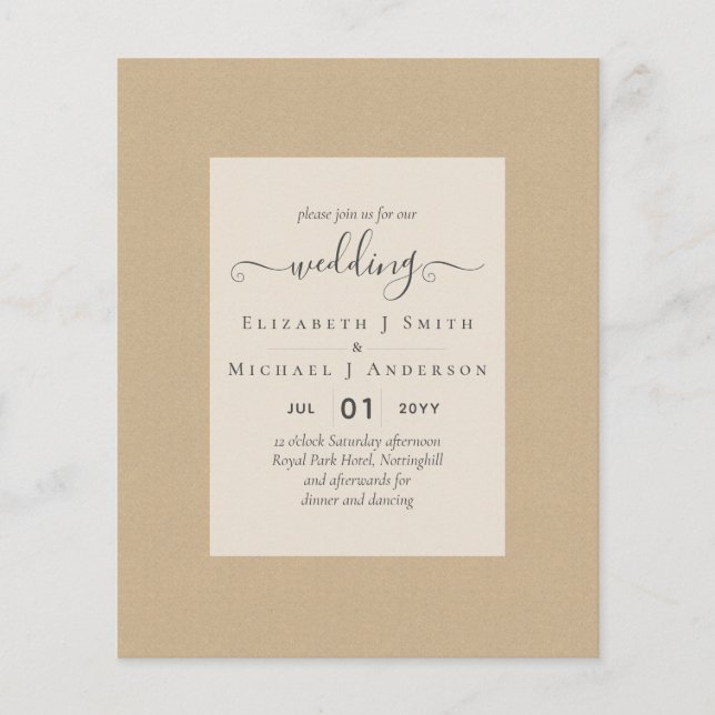 BUDGET WEDDING INVITATIONS - Minimalist Script Flyer (Front)