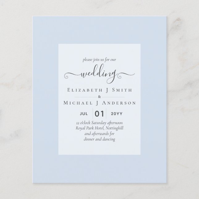 BUDGET WEDDING INVITATIONS - Minimalist Script Flyer (Front)