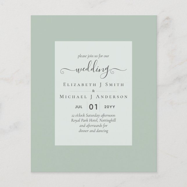 BUDGET WEDDING INVITATIONS - Minimalist Script Flyer (Front)