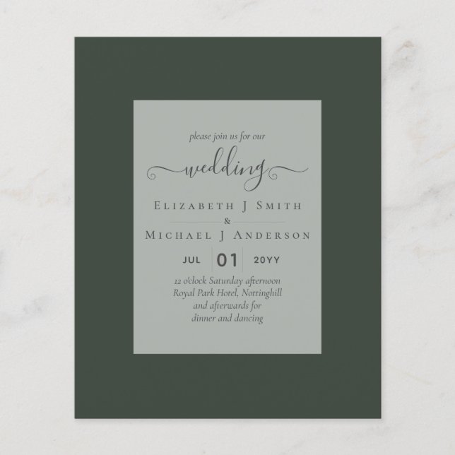 BUDGET WEDDING INVITATIONS - Minimalist Script Flyer (Front)