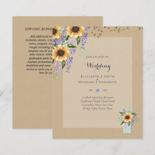 BUDGET WEDDING INVITATIONS - Rustic Sunflowers