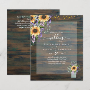 BUDGET WEDDING INVITATIONS Rustic Sunflowers CHIC