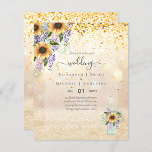 BUDGET WEDDING INVITATIONS Rustic Sunflowers CHIC