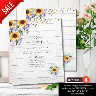 BUDGET WEDDING INVITATIONS Rustic Sunflowers CHIC