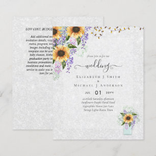BUDGET WEDDING INVITATIONS Rustic Sunflowers CHIC