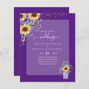 BUDGET WEDDING INVITATIONS Rustic Sunflowers CHIC 