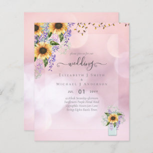 BUDGET WEDDING INVITATIONS Rustic Sunflowers CHIC