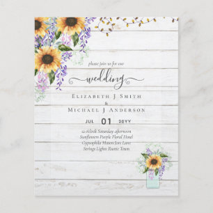 BUDGET WEDDING INVITATIONS Rustic Sunflowers CHIC Flyer