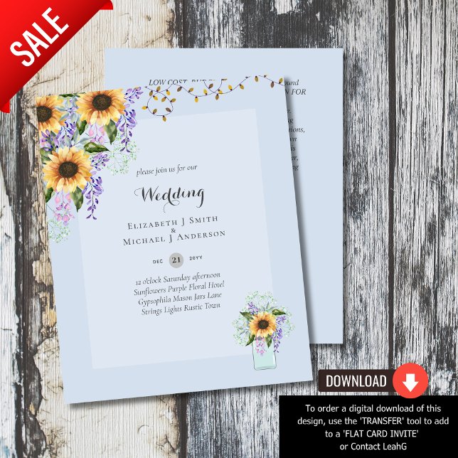 BUDGET WEDDING INVITATIONS - Rustic Sunflowers Flyer (Creator Uploaded)