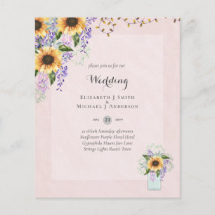 BUDGET WEDDING INVITATIONS - Rustic Sunflowers Flyer