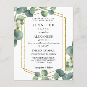 Budget Wedding Invite Rustic foliage eucalyptus F Flyer