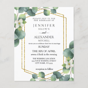 Budget Wedding Invite Rustic foliage eucalyptus Flyer