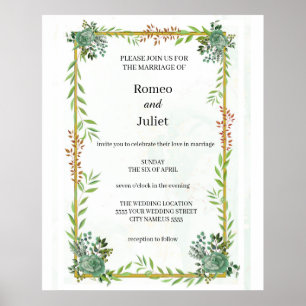 Budget Wedding Invite Rustic foliage Poster