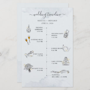 Budget Wedding Itinerary Modern Icons Program Card