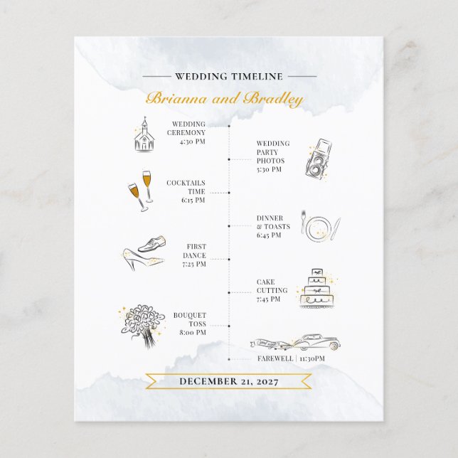 Budget Wedding Itinerary Welcome Watercolor (Front)