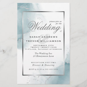 Budget Wedding Light Teal Blue Silver Abstract