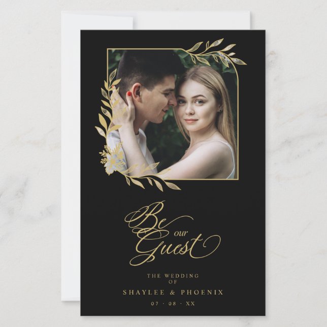 Budget Wedding Luxury Gold Branches Frame Photo  (Front)