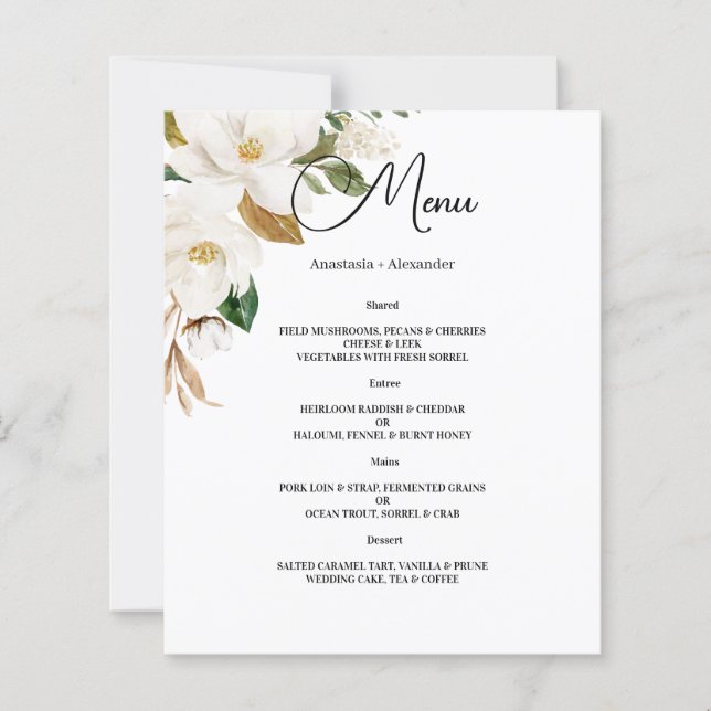Budget WEDDING MENU. (Front)