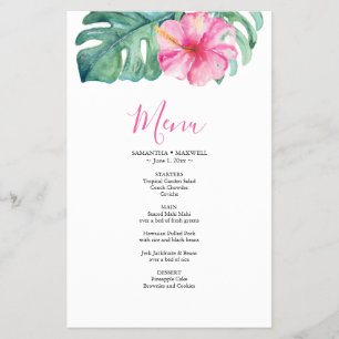 Budget Wedding Menu Tropical Hibiscus