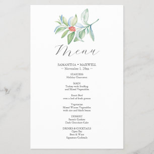 Budget Wedding Menu Winter Botanicals