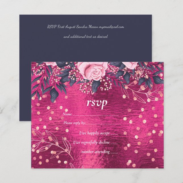 Budget Wedding Metallic Look Rosegold Pink Floral (Front/Back)