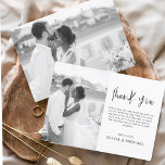 Budget Wedding Minimalist Photo Thank You Cards<br><div class="desc">Budget Wedding Thank You Cards that have a photo on the front and back. The Thank you cards contain a modern hand lettered cursive script typography that are elegant,  simple and modern to use after you wedding day celebration.</div>