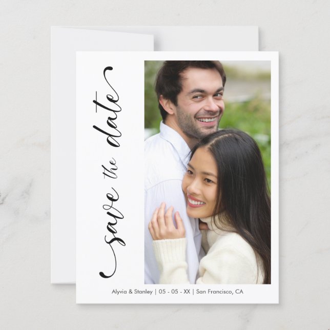 Budget Wedding Modern Script Minimalist Photo  (Front)