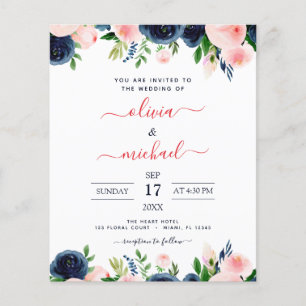 Budget Wedding Navy Blue Blush Pink Floral