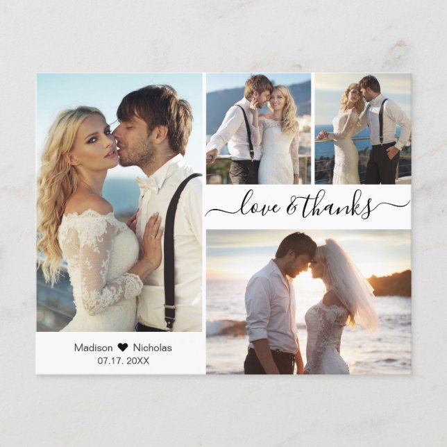 Budget Wedding Photo Collage Thank You Script Card (Front)
