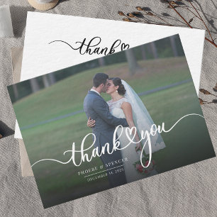 Budget Wedding Photo Hand-Lettered Thank You Card