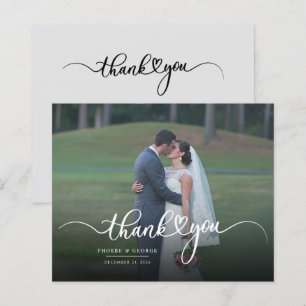 Budget Wedding Photo Hand-Lettered Thank You Card