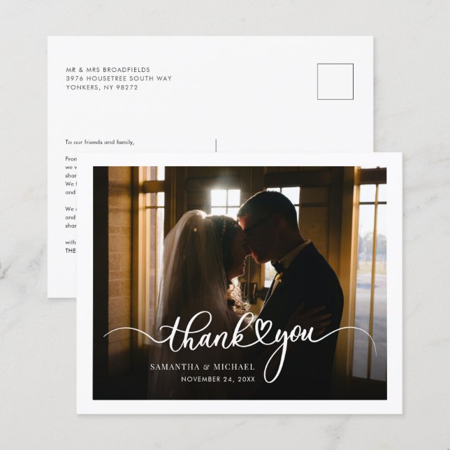 Budget Wedding Photo Handwritten Thank You Card (Front/Back)