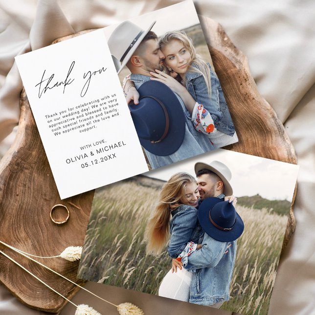 Budget Wedding Photo Minimalist Thank You Card (Creator Uploaded)
