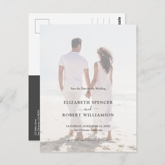 Budget Wedding Photo Save the Date Postcard (Front/Back)