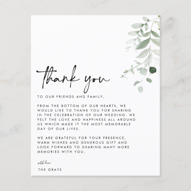 BUDGET Wedding Photo Thank You Card (Front)