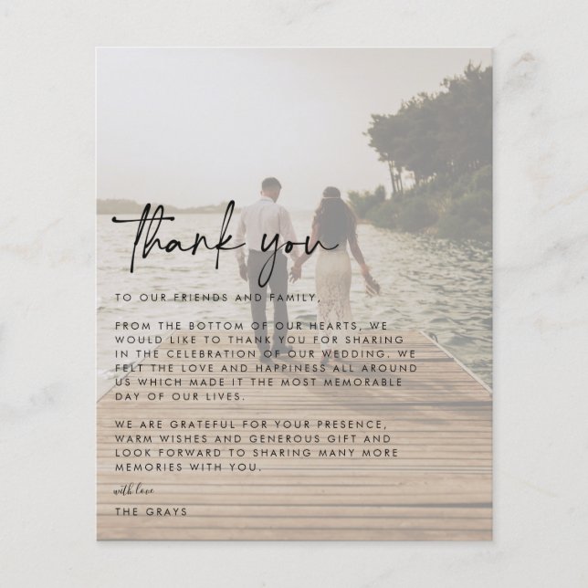 BUDGET Wedding Photo Thank You Card (Front)