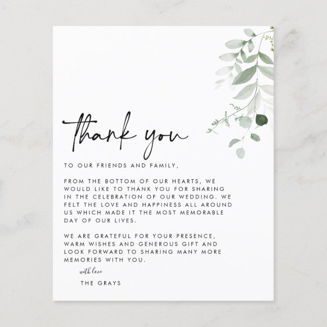 BUDGET Wedding Photo Thank You Card (Front)