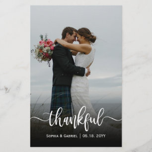 Budget Wedding Photo Thankful Thank You Card