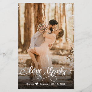 Budget Wedding Photo Typography Thank You Card