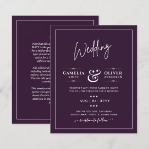 BUDGET Wedding PLUM PURPLE Monochrome Simple