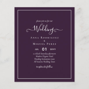 BUDGET Wedding PLUM PURPLE Monochrome Simple Flyer