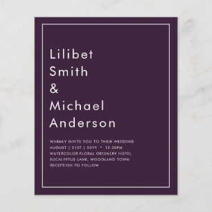 BUDGET Wedding PLUM PURPLE Monochrome Simple Flyer