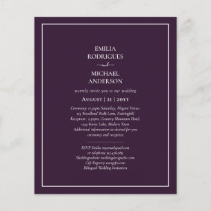 BUDGET Wedding PLUM PURPLE Monochrome Simple Flyer