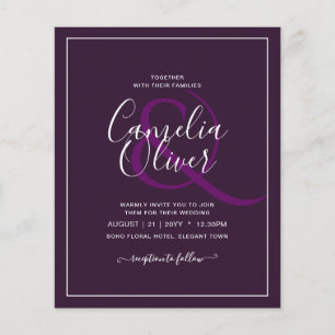 BUDGET Wedding PLUM PURPLE Monochrome Simple Flyer