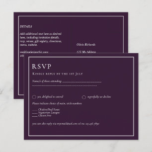 BUDGET Wedding PLUM PURPLE Monochrome Simple Postcard