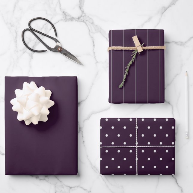 BUDGET Wedding PLUM PURPLE Monochrome Simple Wrapping Paper Sheet (Front)