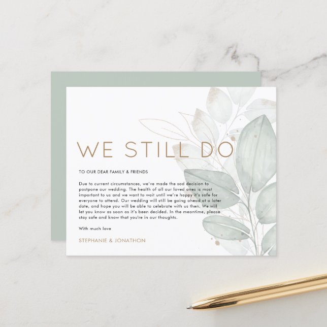 Budget Wedding Postpone We Still Do Announcement (Front/Back In Situ)