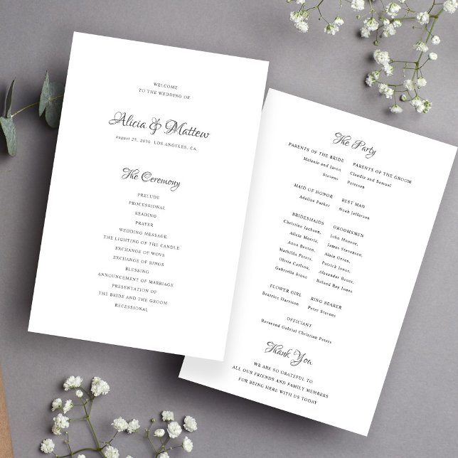 Budget wedding program elegant calligraphy flyer (Creator Uploaded)